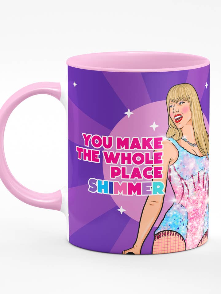 Shimmer Taylor Swift Pink Mug for wholesale by Studio Soph (We Pay Your Import Fees - We Ship DDP)