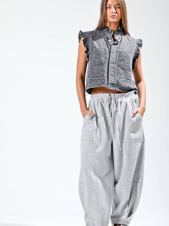 MZ1024 - waist & ankle wide sweat pants for wholesale by NOABOA