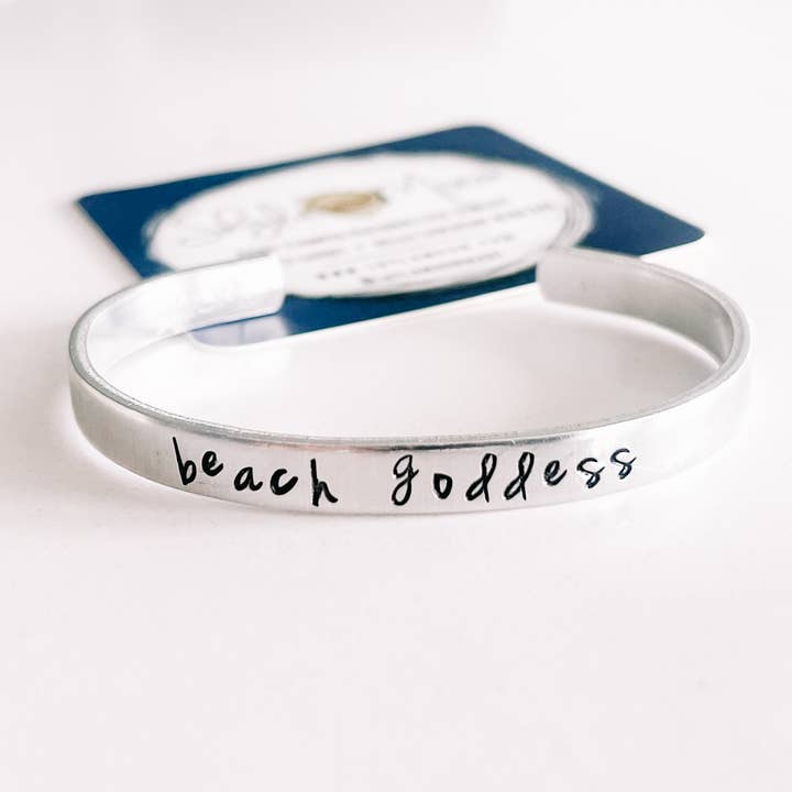 beach goddess Hand Stamped Cuff Bracelet for wholesale by Shyla Moon