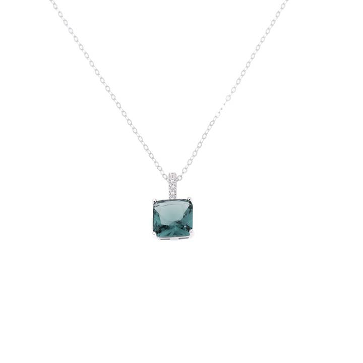 KLK - Wholesale Pendant/Charm Necklace - Silver necklace with square crystal1