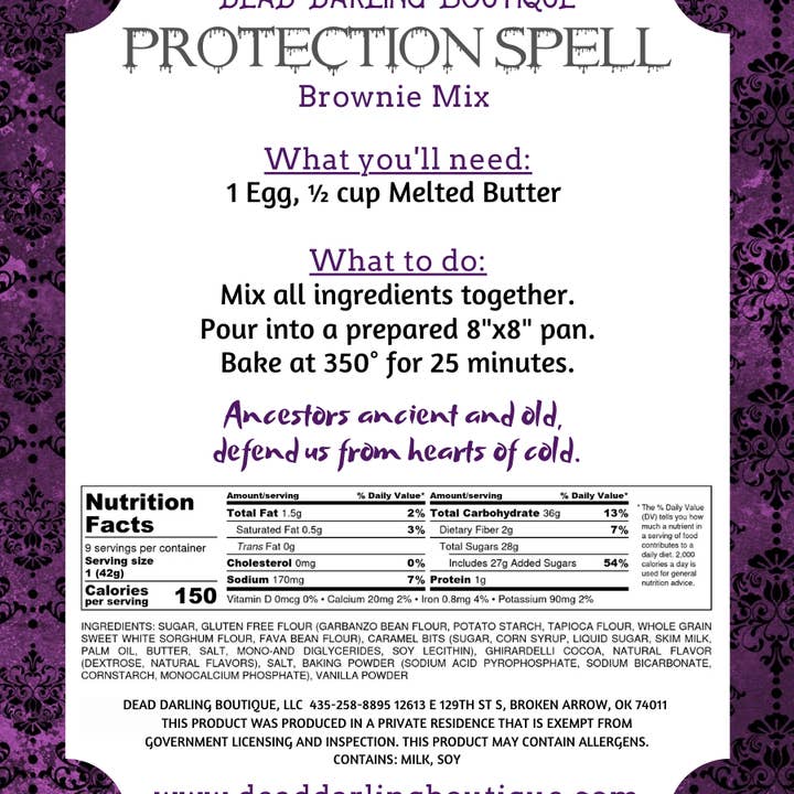 Dead Darling Boutique - Wholesale Brownie mix - Protection Spell Brownie Mix2