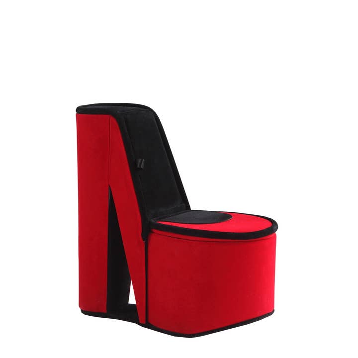 9" Red And Black Velvet High Heel Jewelry Box for wholesale by HomeRoots