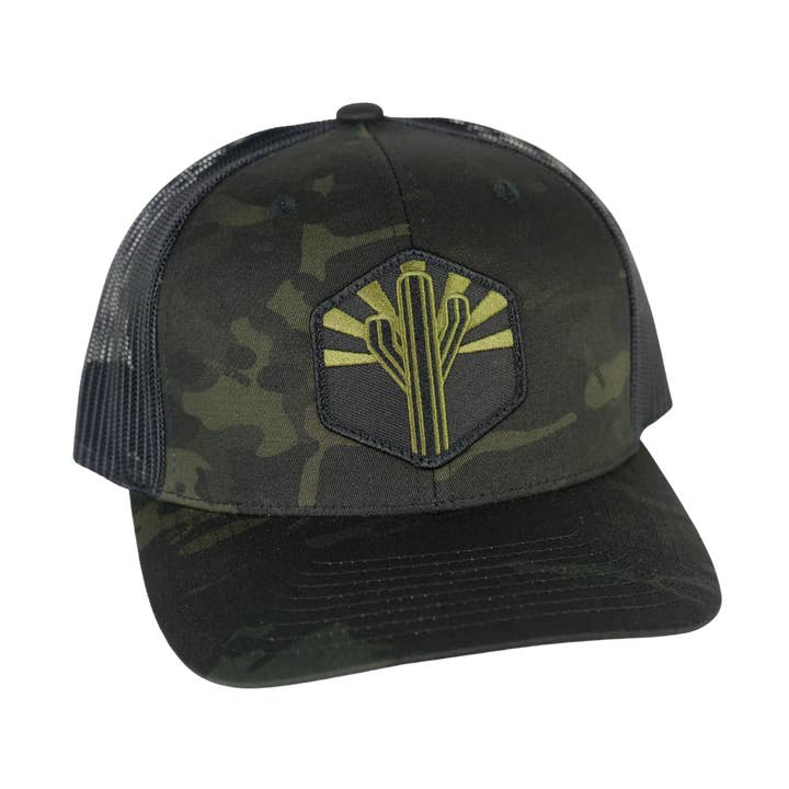 Military Sentinel Curved Trucker - Black Multicam for wholesale by Iconic Arizona