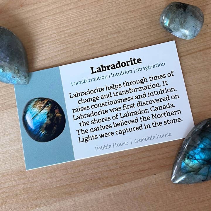 Labradorite - Crystal Info Card (50 pack) for wholesale by Pebble House