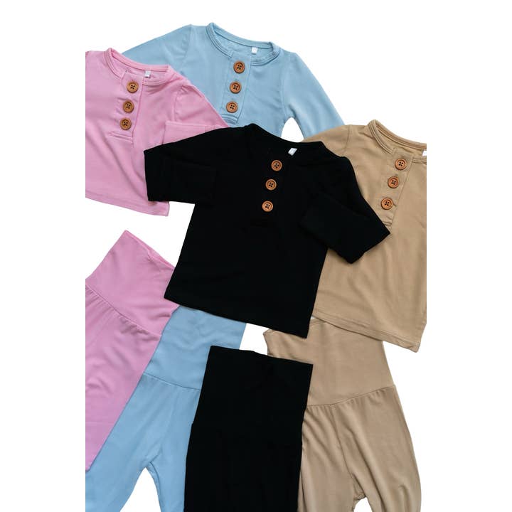 Laree + Co. - Vendita all'ingrosso Completo top e pantaloni - Neonati - Set Bambù 2 Pezzi Rosa Chiaro per Neonati3