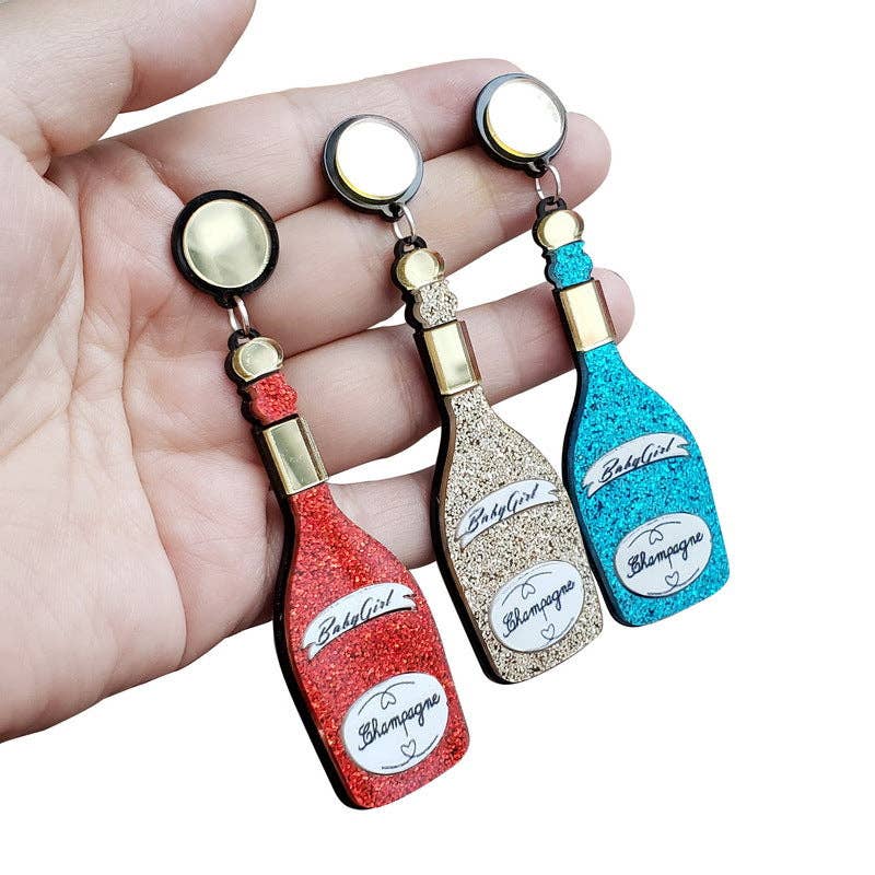 Ole – wholesale Hängande örhängen – Champagneflaska akrylörrhängen E54455
