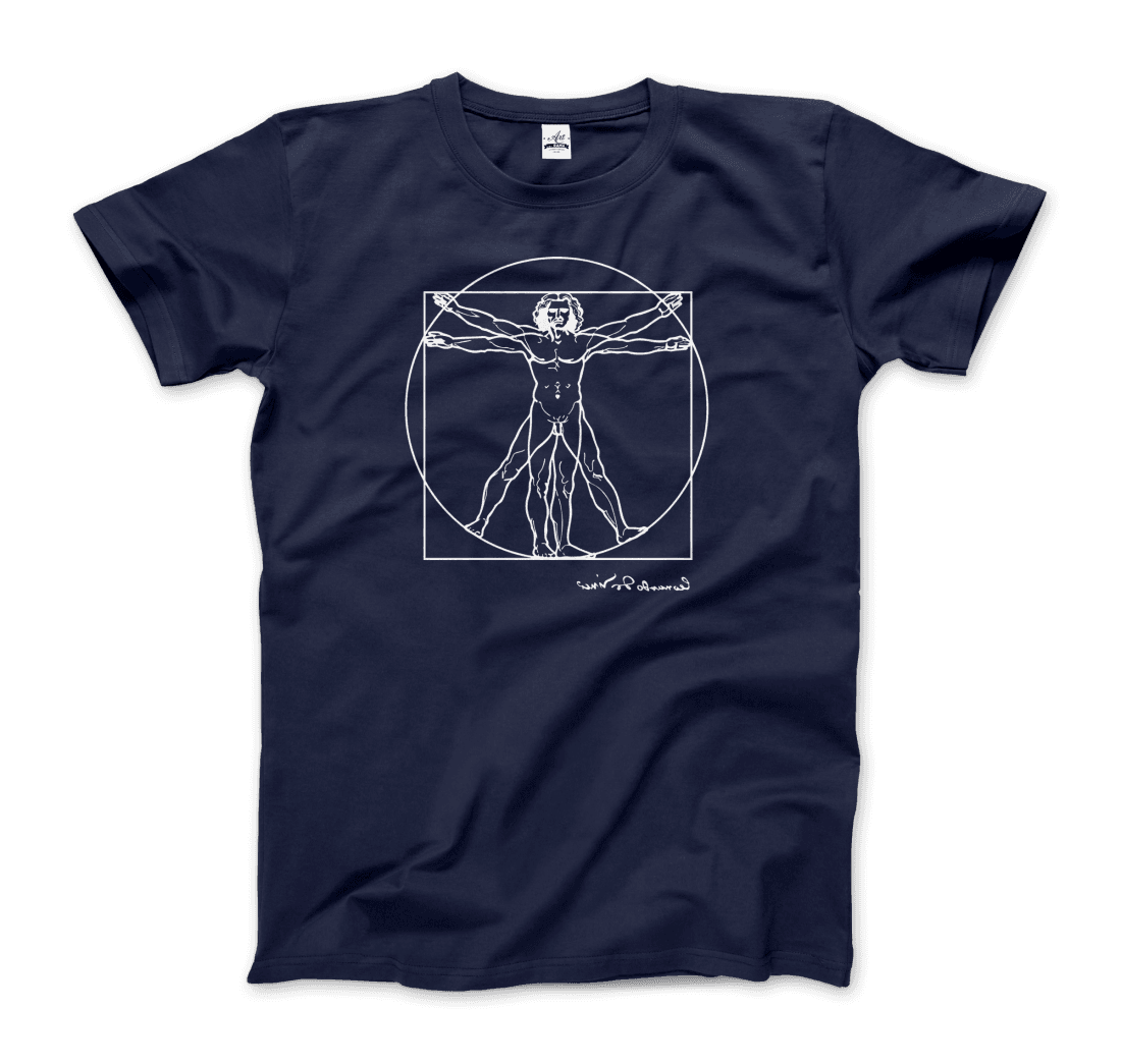 Art-O-Rama Shop - Wholesale Screen Printed T-Shirt - Unisex - Leonardo Da Vinci, Vitruvian Man Sketch T-Shirt9