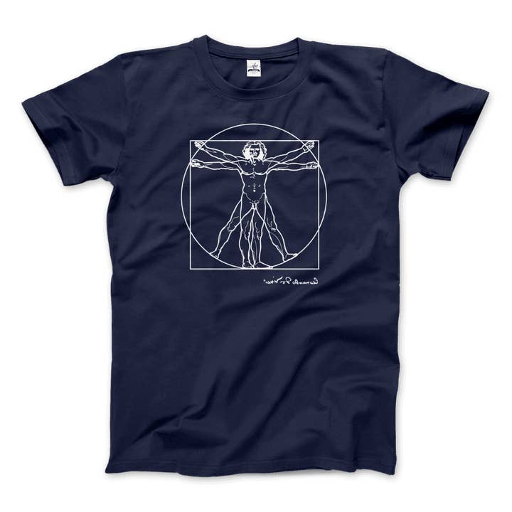 Art-O-Rama Shop - Wholesale Screen Printed T-Shirt - Unisex - Leonardo Da Vinci, Vitruvian Man Sketch T-Shirt9