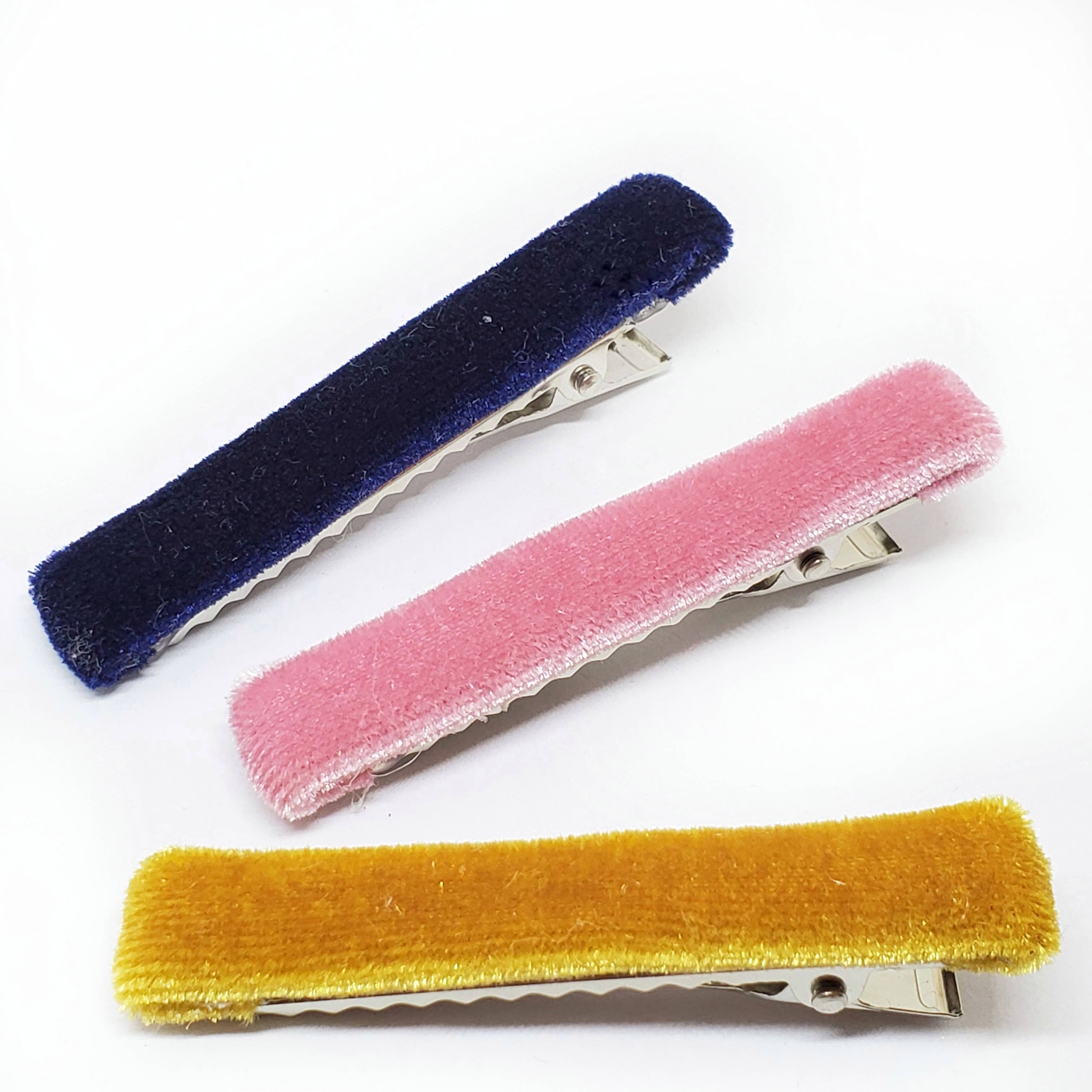 The Tiny Bow Shop - Wholesale Hair Clip - Kids - Navy, Mauve and Mustard Fabric Clip Set0