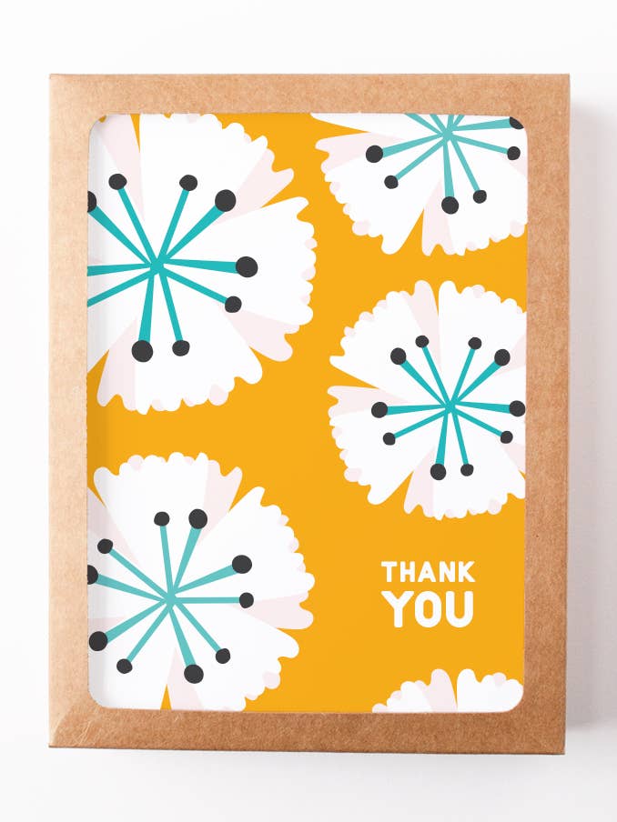 IN BLOOM merci | coffret de cartes de vœux pour la vente par Graphic Anthology Greeting Cards