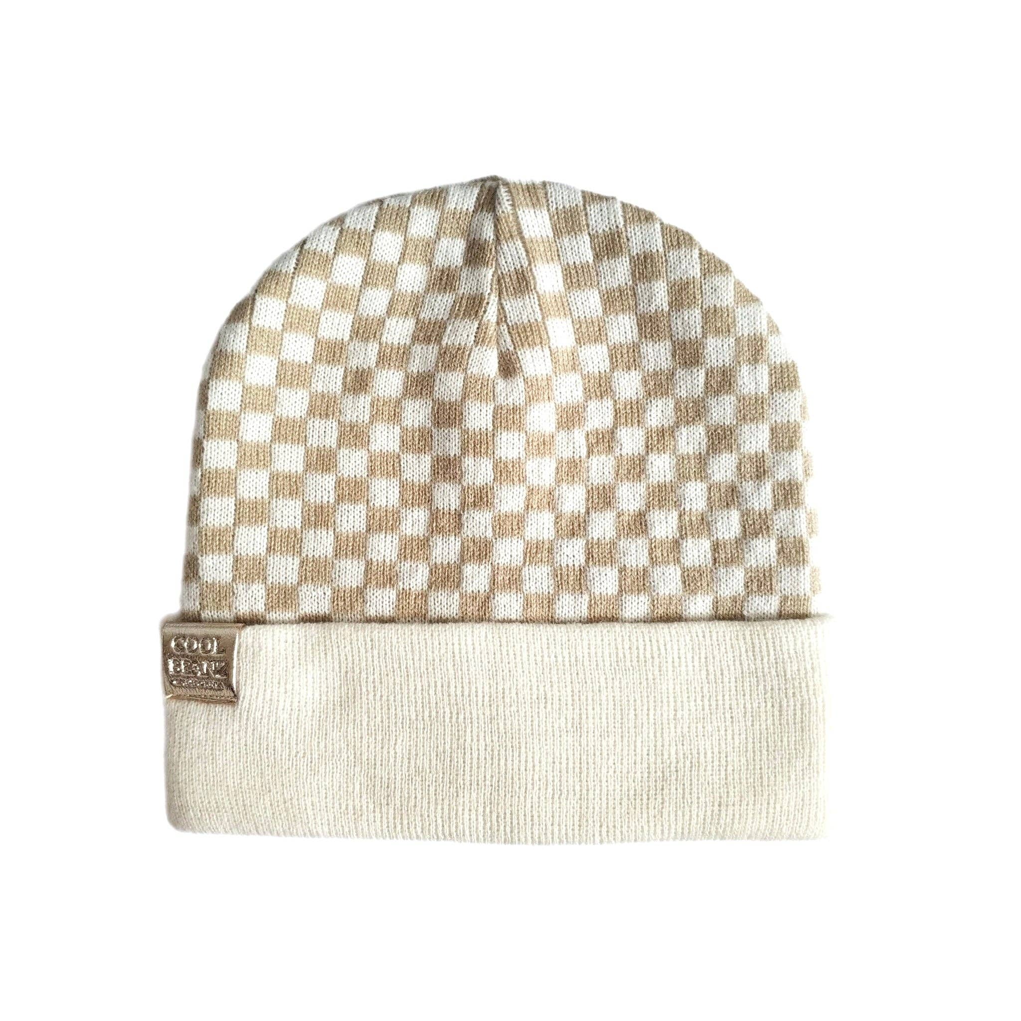 Cool Beanz - Wholesale Beanie - Women's - Check Yourself Reversible Beanie - Beige1