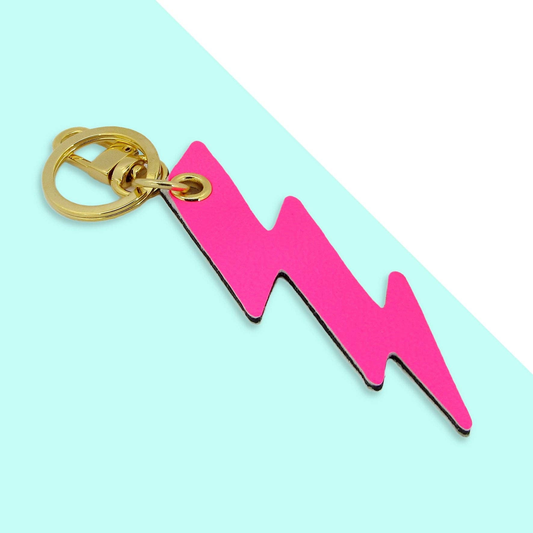 'Alkemest - Wholesale Keychain - Unisex - Neon Leather Lightning Bolt Key Ring / Bag Charms: 3 Colours12