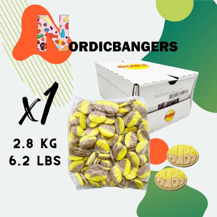 Nordicbangers - Swedish Candy - Wholesale Hard Candy - Bubs Swedish Candy Banana Bubs box 2.8kg - Mix your candy