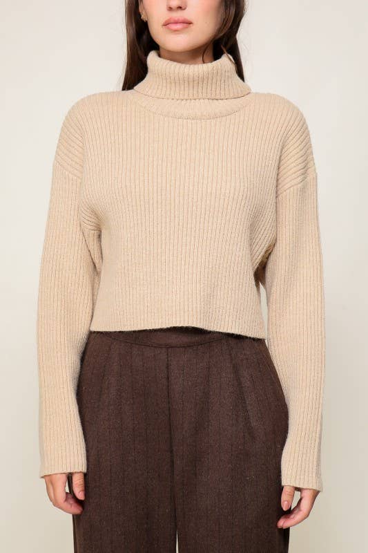 OATMEAL Mock Neck Layer Me Fall Sweater for wholesale on Faire4