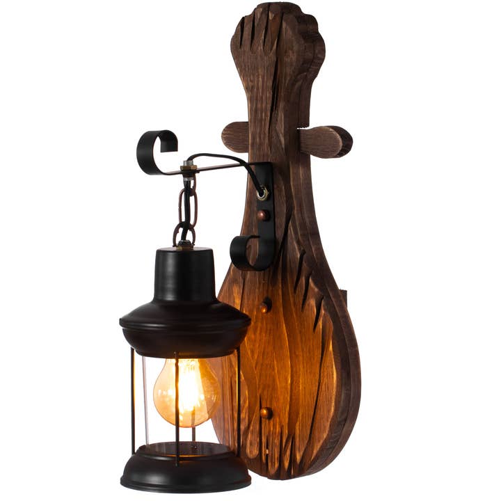 Vintage Industrial Unique Shape Wooden Wall Lamp for wholesale by Quickway Imports