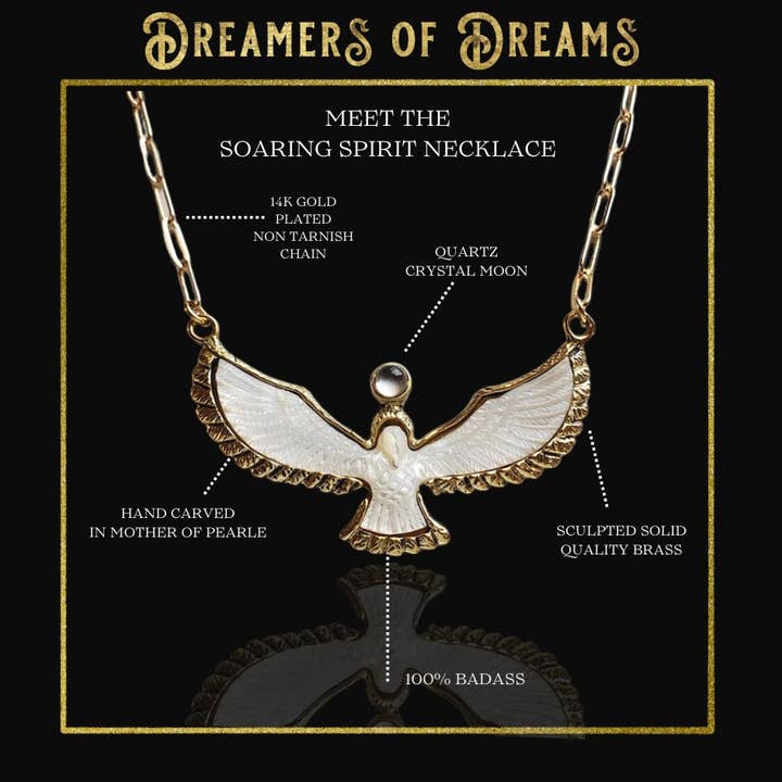 Dreamers of Dreams - Venta al por mayor Gargantilla ancha - Collar Espíritu Elevado con Ave | Nácar | Águila, Halcón, Paloma4