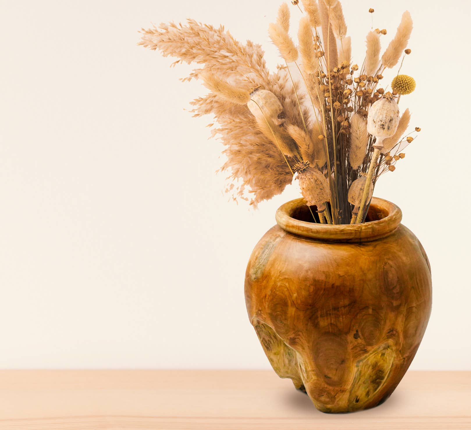 Rainforest Bowls - Wholesale Vase - 10-Inch Wide-Body Urn-Shape Rounded Teak Root Vase1
