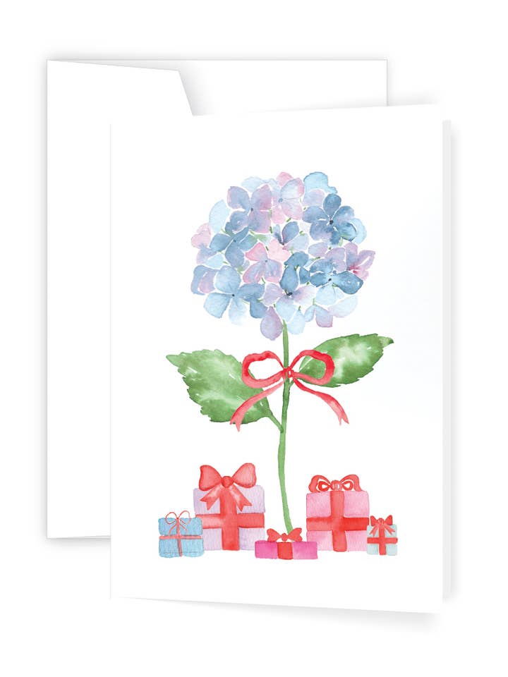 Festive Hydrangea greeting card for wholesale by Ellen Walsh Designs