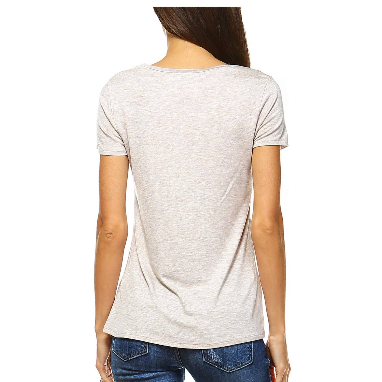 JHP Collection - Wholesale Shirt - Women's - WOMENS CASUAL SOLID V NECK SHORT SLEEVE T SHIRT23