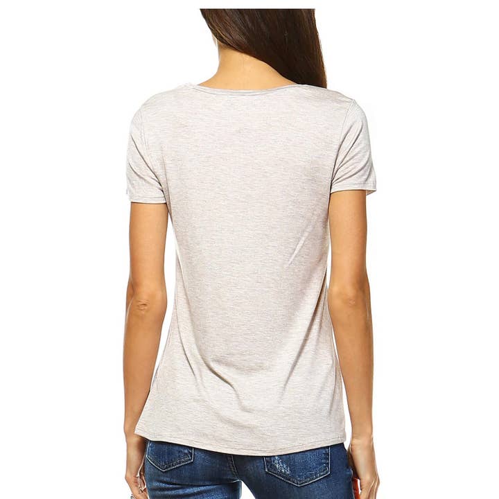JHP Collection - Wholesale Shirt - Women's - WOMENS CASUAL SOLID V NECK SHORT SLEEVE T SHIRT23