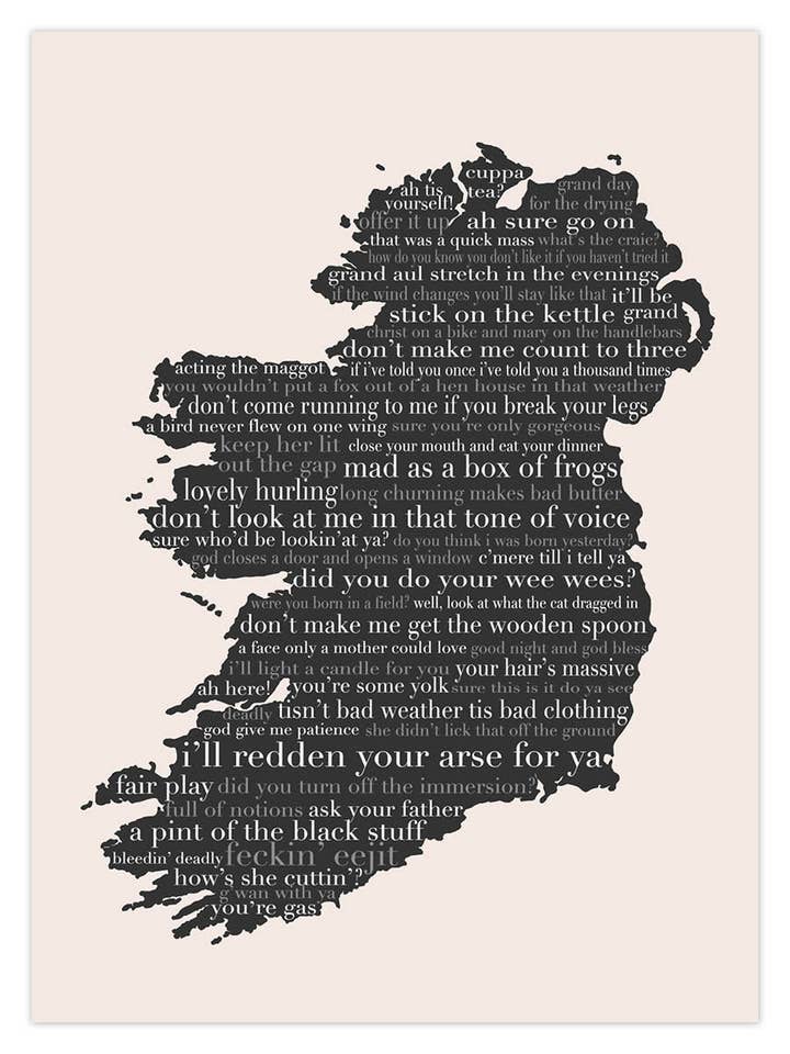 Carte des expressions irlandaises pour la vente par Dusty Boy Designs
