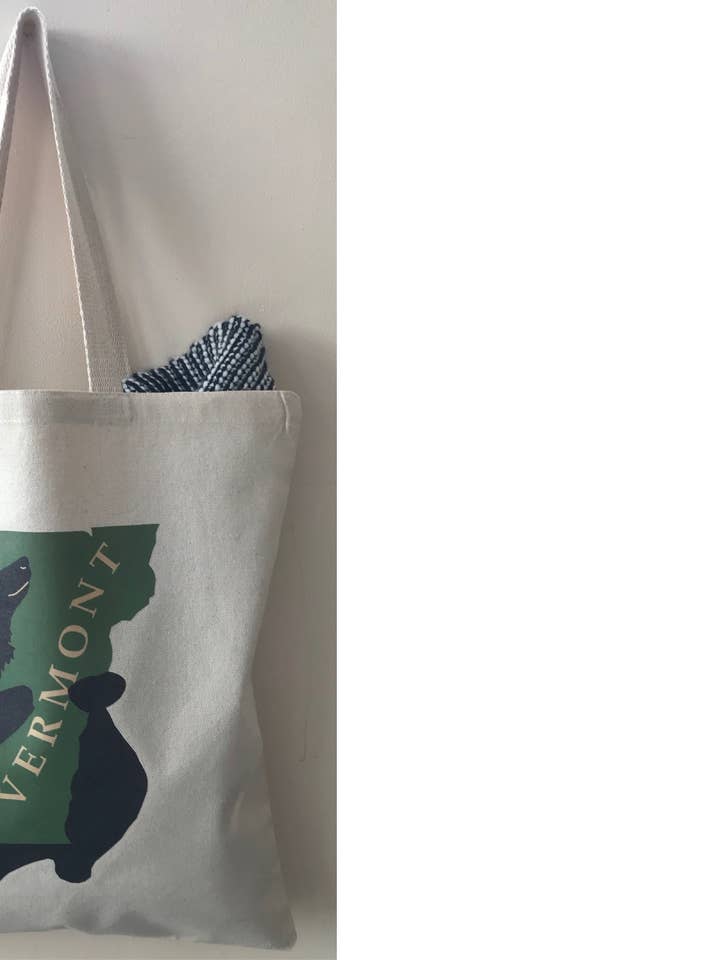 Borsa di tela Love Vermont orso nero borsa da mercato in tela per la vendita all'ingrosso da parte di Glad Dog Cards