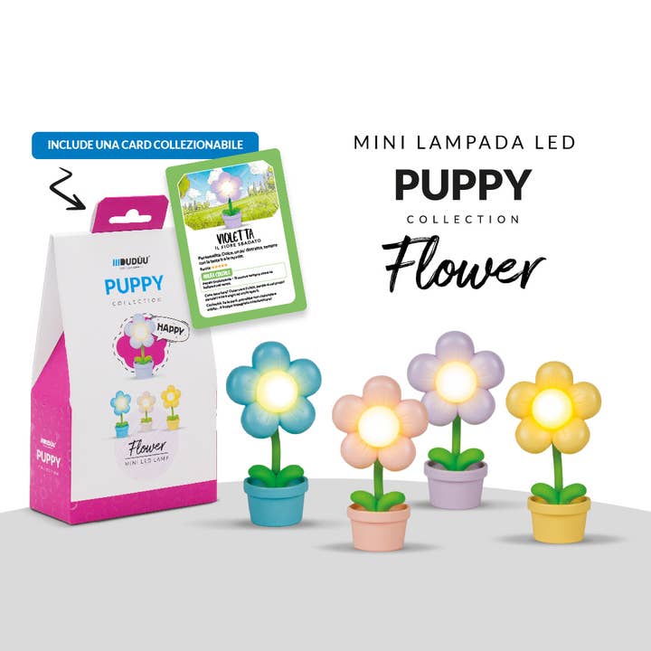 Dudùu Puppy Flower - Mini Lampada LED - Gadget Regalo per la vendita all'ingrosso da parte di VIBES SRLS
