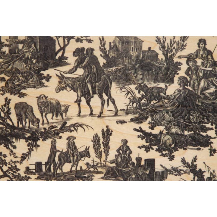 Wood Postcard Toile De Jouy Meunier Noir for wholesale by Woodhi