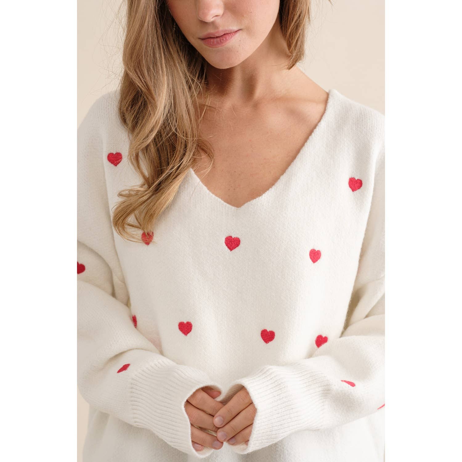 Sweet Generis - Wholesale Knit Sweater - Women's - HEART PATTERN BOXY KNIT PULLOVER SWEATER10
