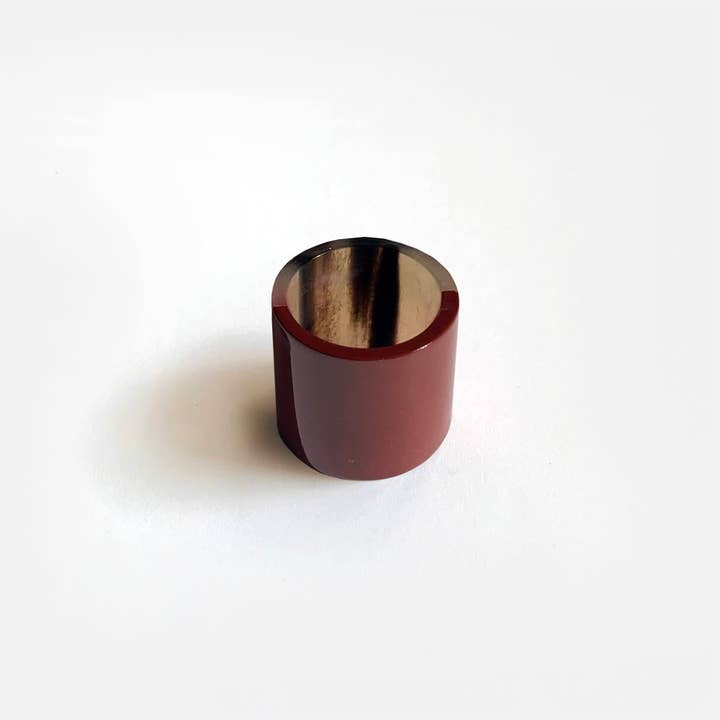 Bordeaux Lacquer Horn Scarf Ring for wholesale by Dora Nola