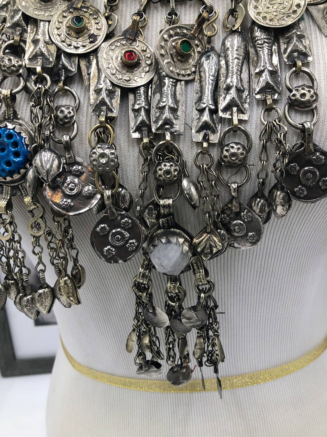 vintarust - Venta al por mayor Gargantilla ancha - Collar de pez extragrande afgano kuchi plateado vintage2