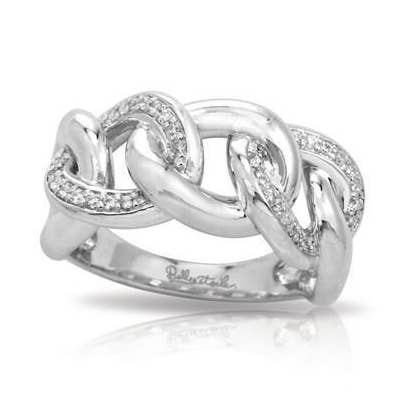 White Stone Rhodium-Plated Sterling Silver Bond Ring for wholesale by Belle Etoile