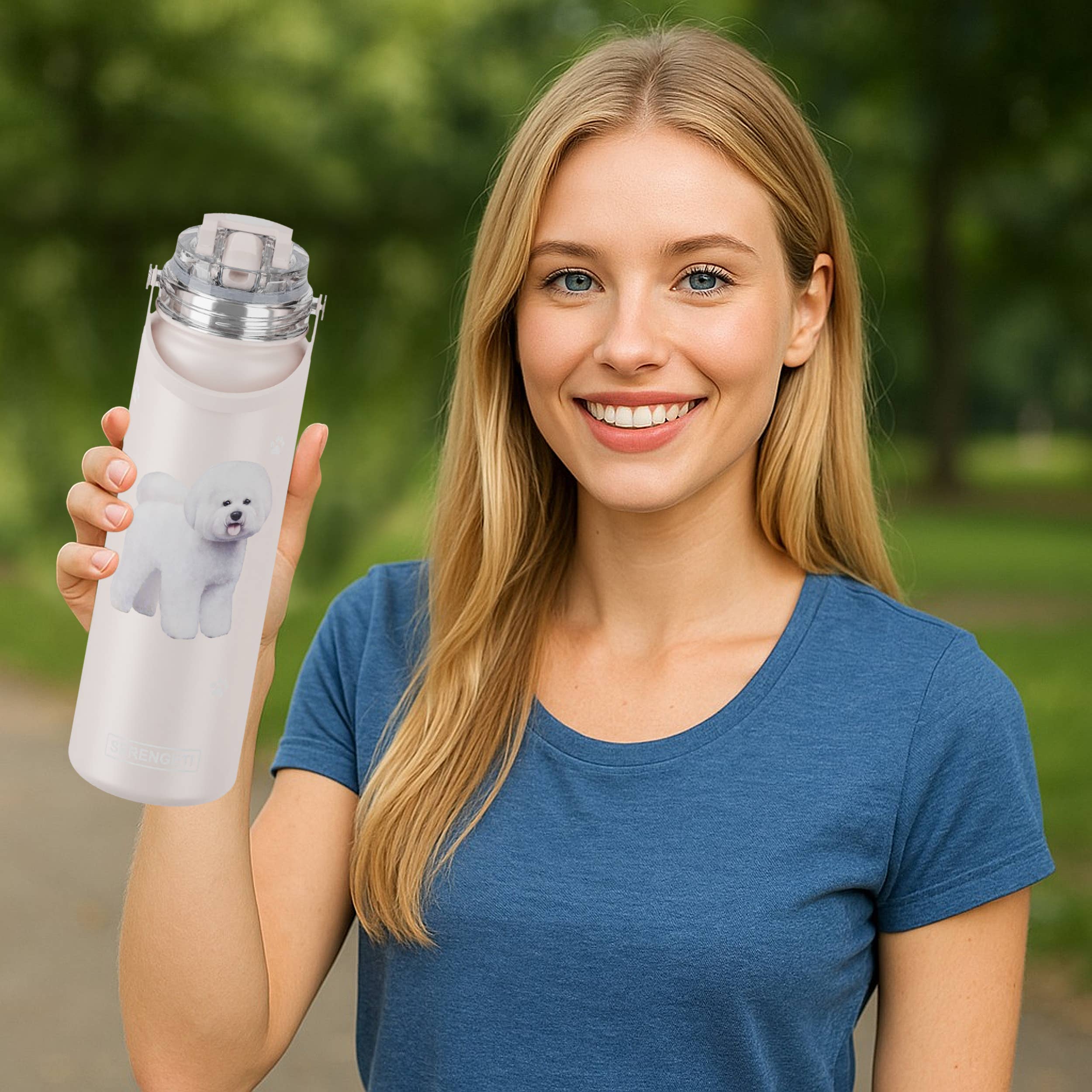 E&S Pets - Wholesale Water Bottle - Bichon Frise - Stainless Steel Water Bottle - 24oz - Durable2