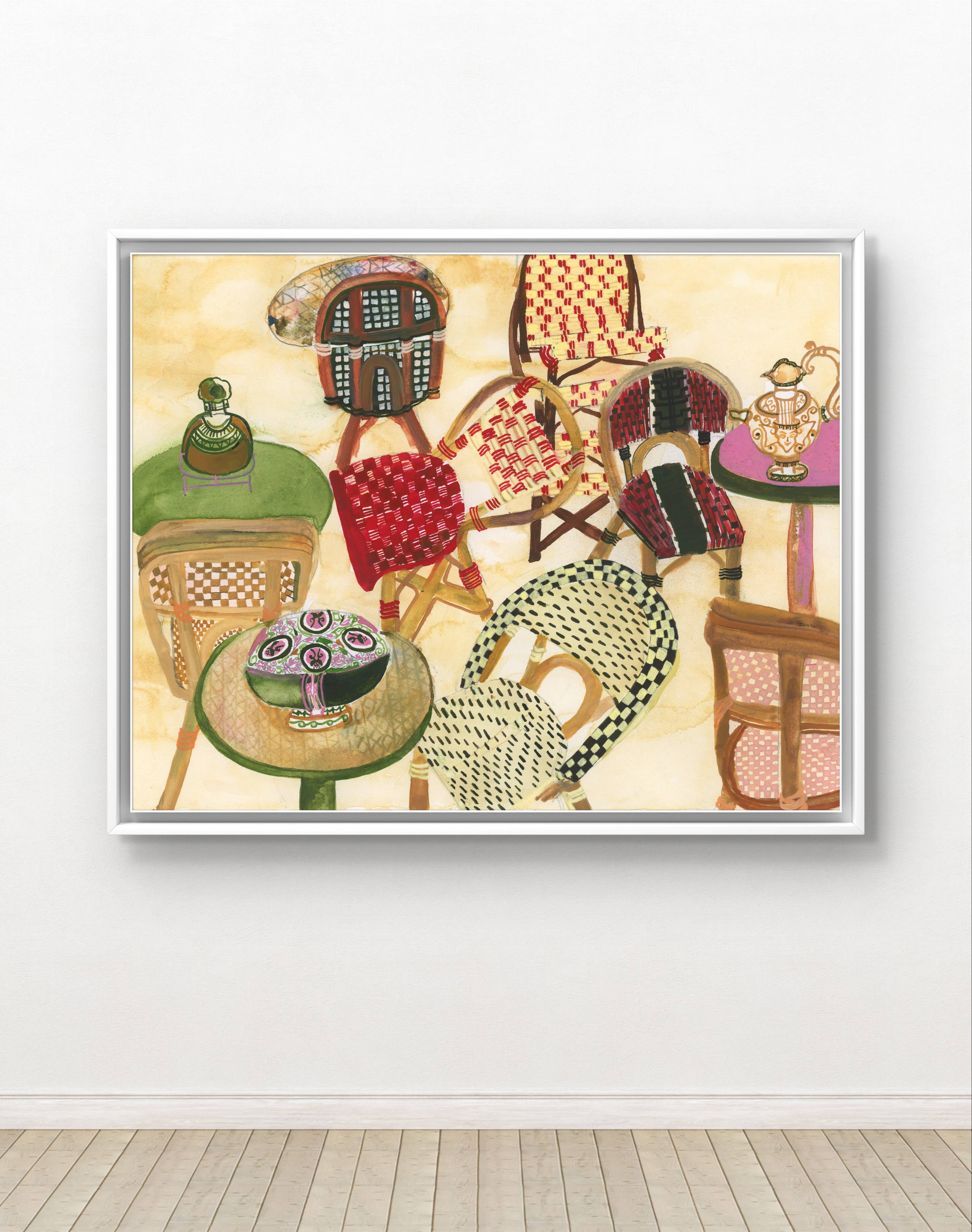 ApoorvaMittalDraws - Wholesale Art Print - Paris Art Print - Vibrant Bistro Chairs5