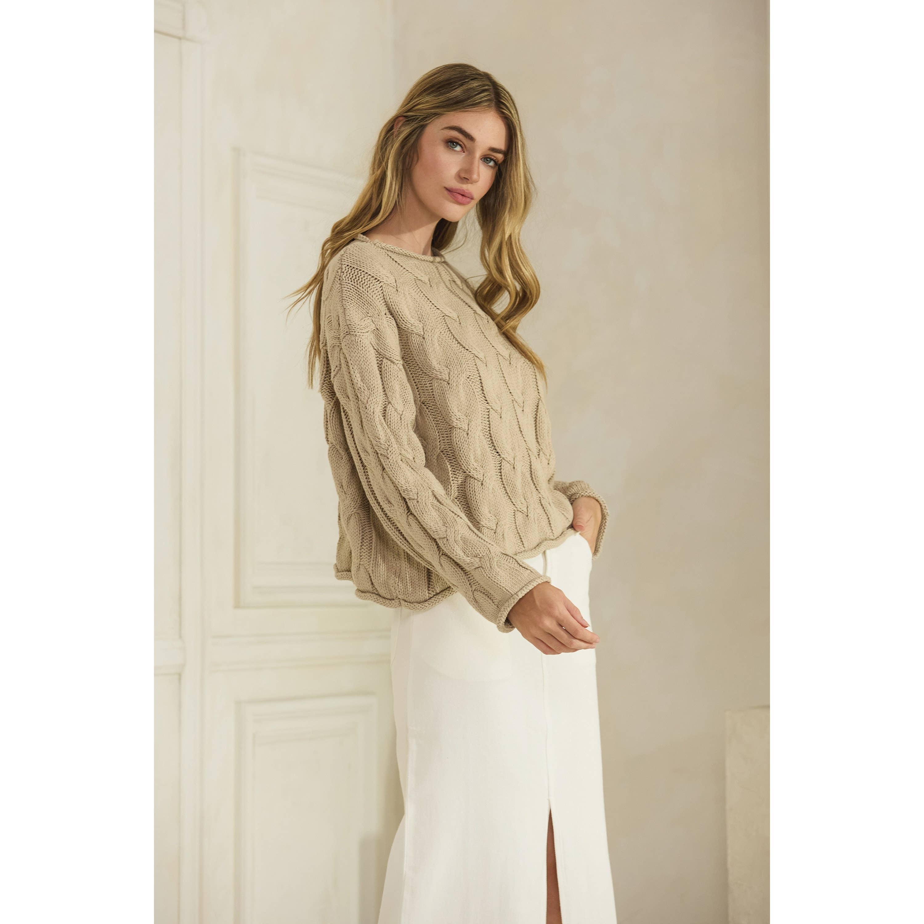 Honey Mango - Wholesale Knit Sweater - Women's - Cable knit sweater15