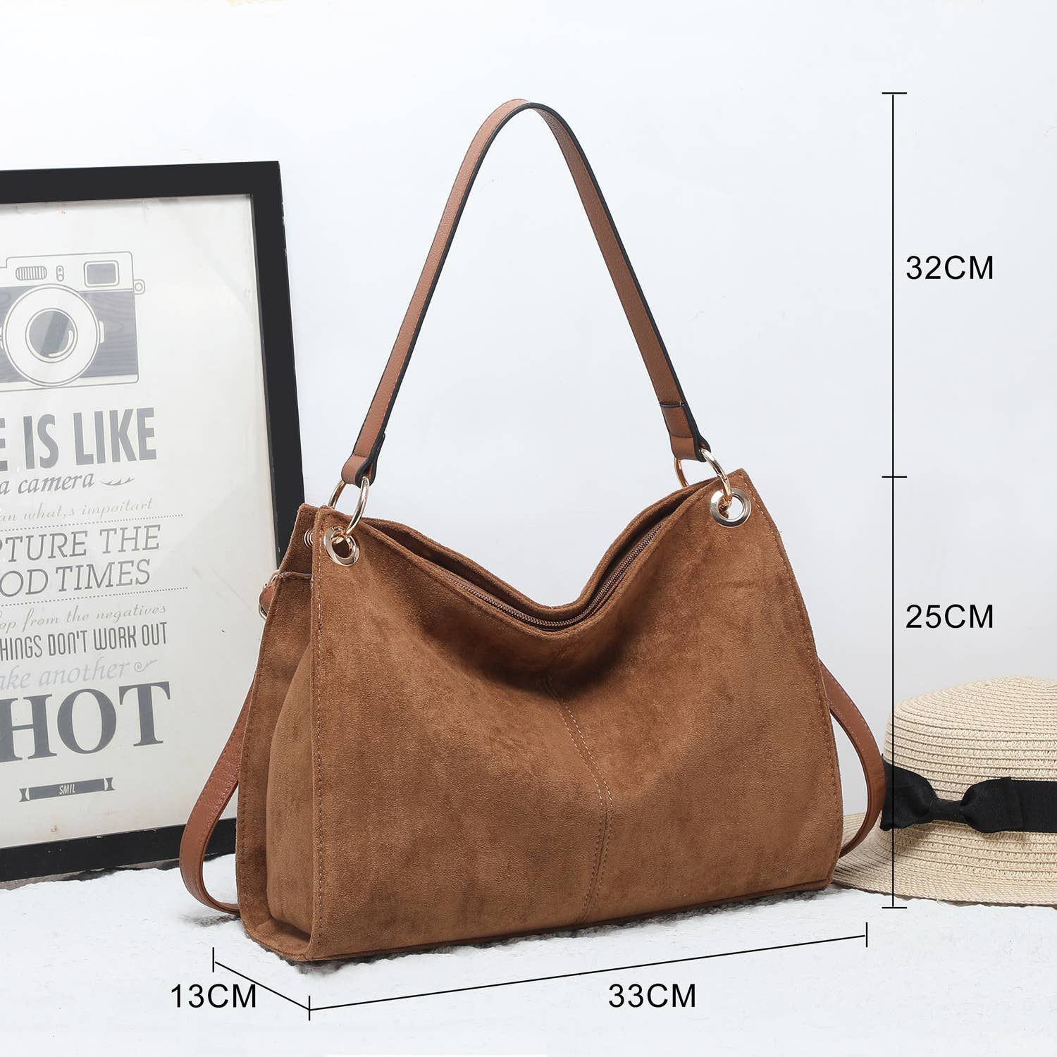 House of Milano – wholesale Shoulder bag – women's – 25453 Vegan Suede Slouch Bag6