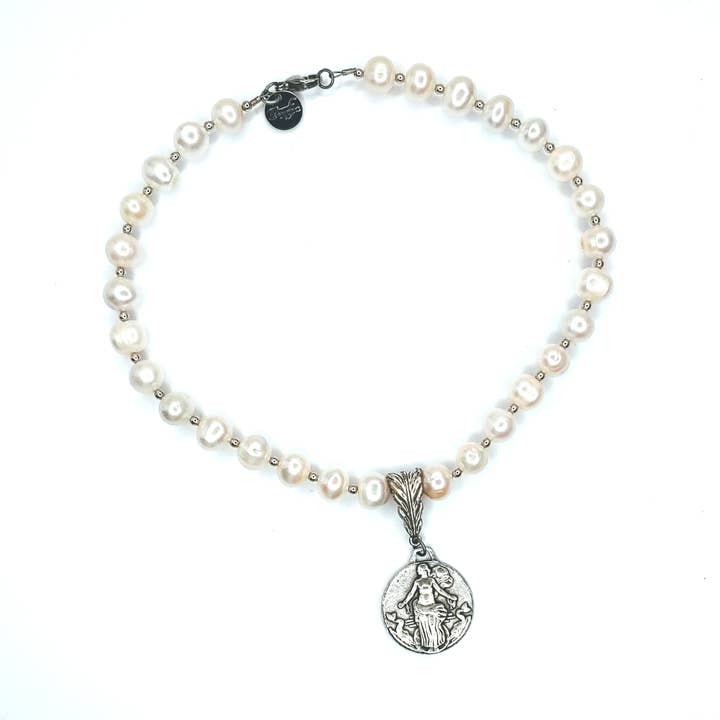 Pearl Necklace With French Liberty Coin for wholesale by Beauty In Stone Jewelry