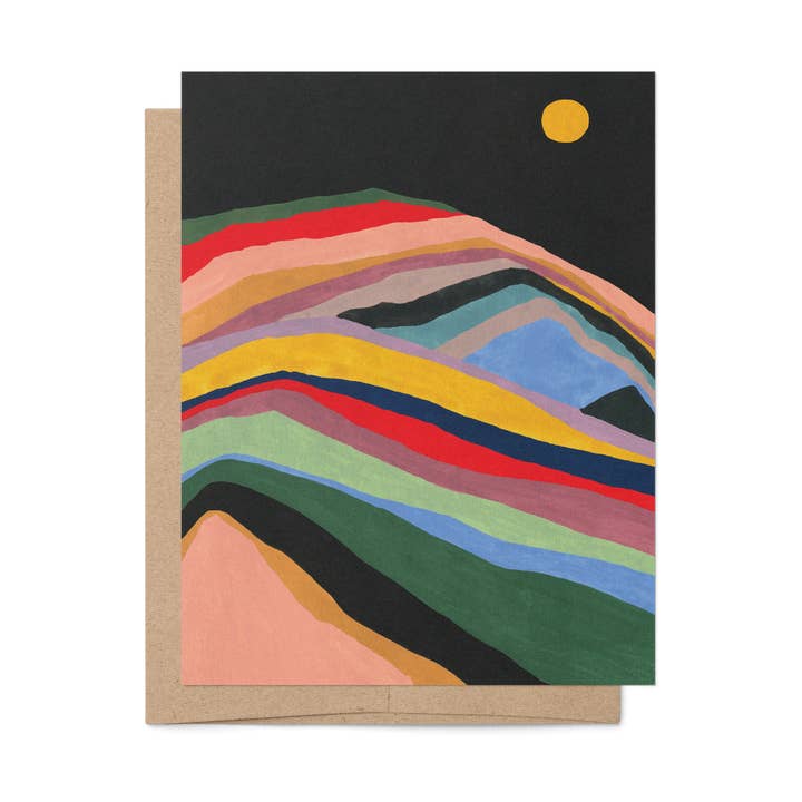 Rainbow Mountains Note Card for wholesale by OkayWoods Studio