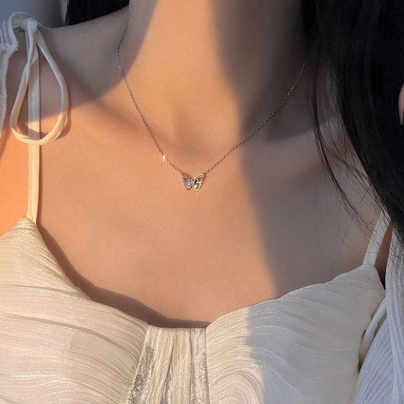 Prata Colar delicado com pingente de borboleta em prata esterlina 925 para venda a revendedores na Faire3