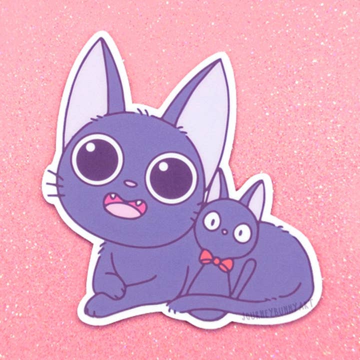 Black Cat With Toy Waterproof Uv-proof Vinyl Sticker for wholesale by Journeybunny