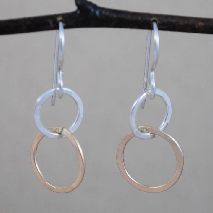 Mini Interlocking Earrings - mixed metals for wholesale by Cameron Kruse Designs