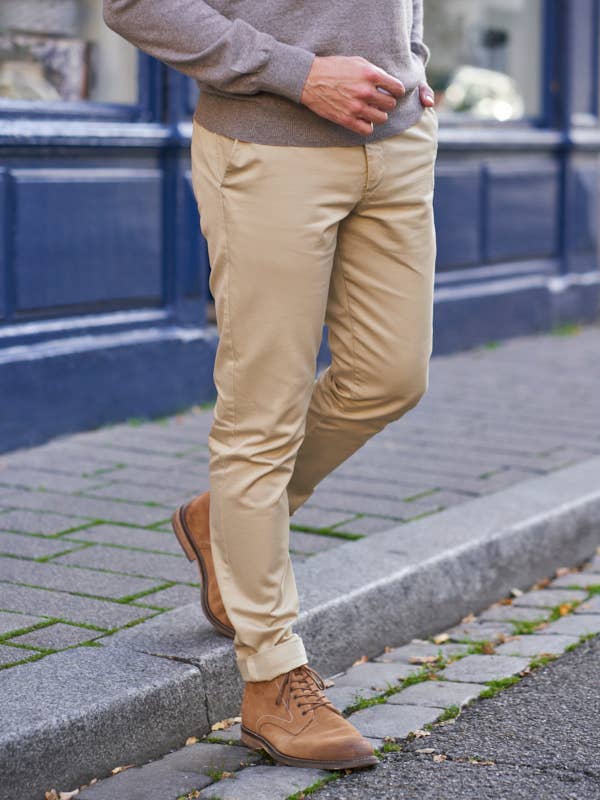 MONSIEUR MIMOSA - Wholesale Pants - Men's - BEIGE COTTON CHINOS