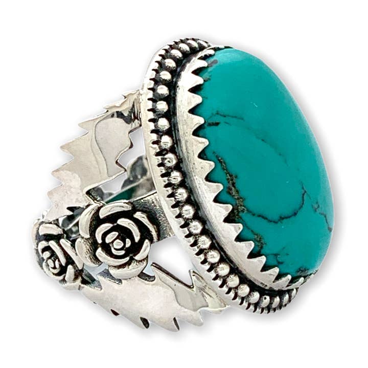 Grateful Dead Rock My Soul Turquoise Statement Ring for wholesale by Hiouchi Jewels | Rose & Bolt Grateful Dead Jewelry