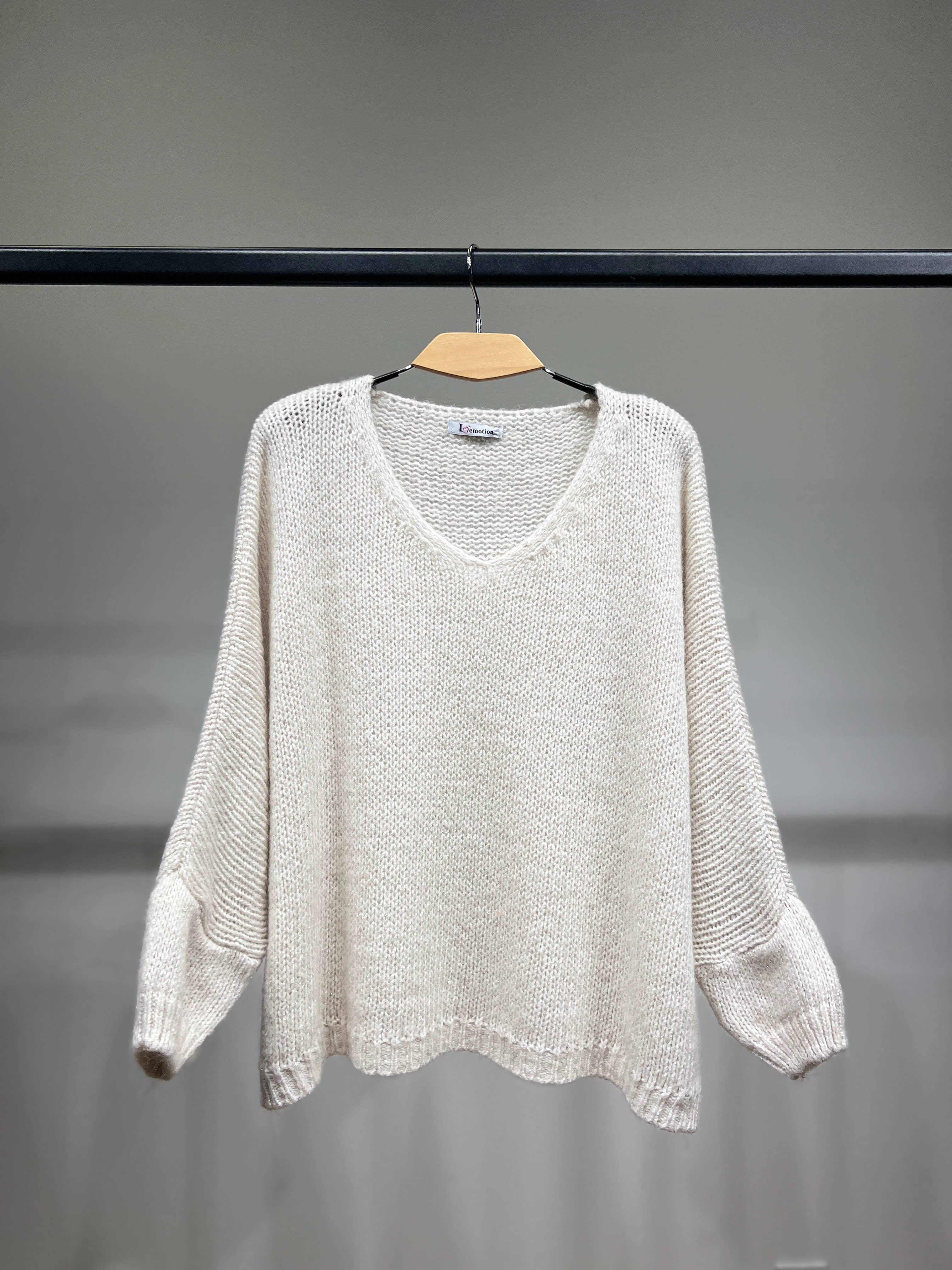 L'Emotion – Pulôver - Mulher por atacado – Suéter de malha larga com manga longa em lurex 60% mohair/lã virgem0