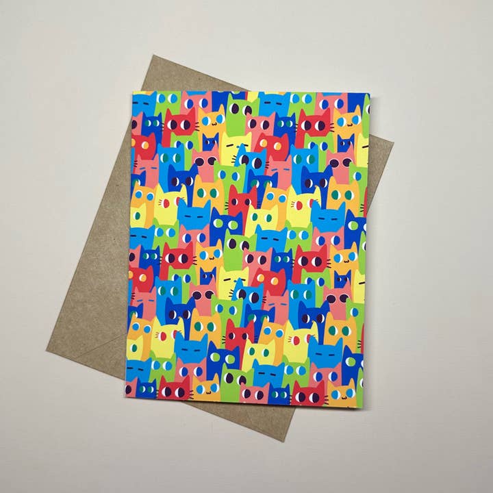 Färgglada Rainbow Cats gratulationskort för wholesale av BBall Y'all