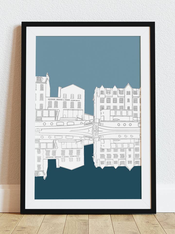 Impression artistique Timberbush Leith Shore Edinburgh en bloc de couleurs pour la vente par Wayward