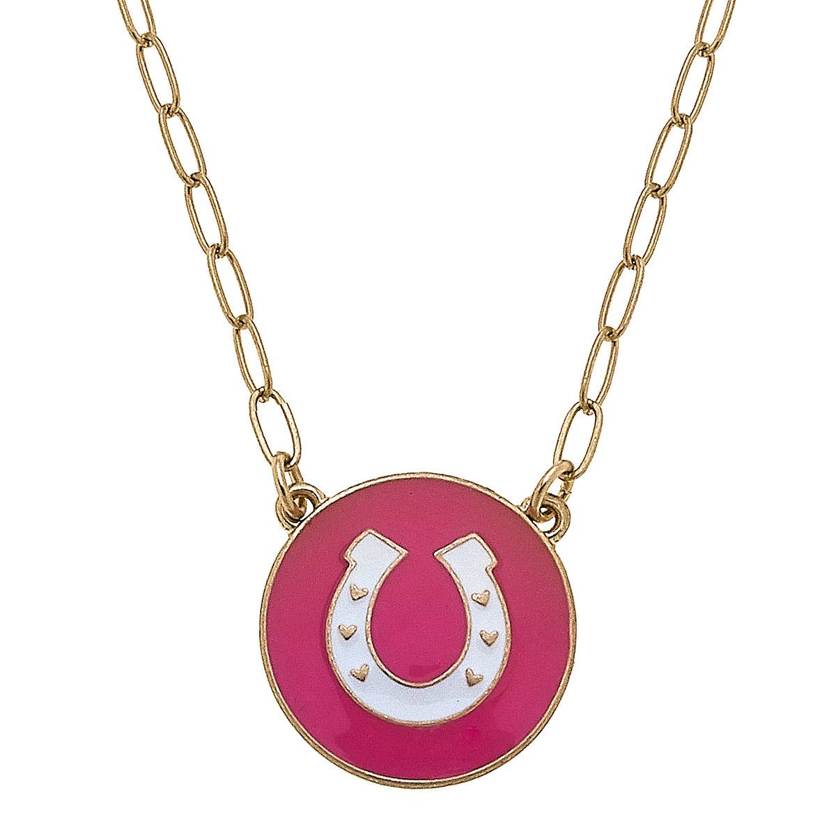 Canvas Style – wholesale Pendant/charm necklace – Horseshoe Enamel Pendant Necklace in Fuchsia0