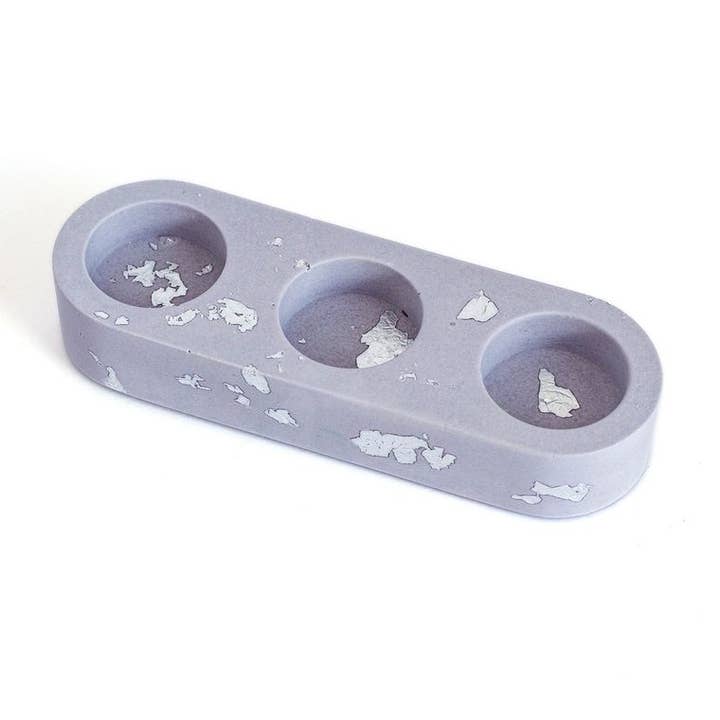 Nine Angels – wholesale Candle holder – Lilac & silver jesmonite triple tea light holder