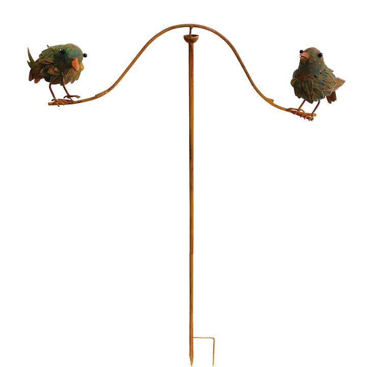 Continental Art Center - Wholesale Garden/Lawn Stake - Metal Rustic Double Birds Balancer Spinning Garden Stake