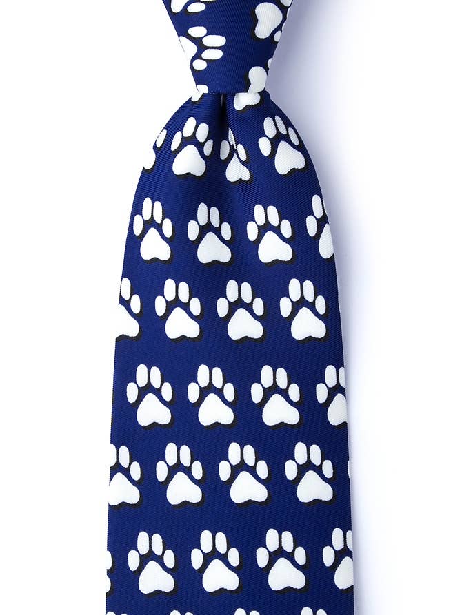 Paw Prints Krawatte von Wild Ties - Blaue Mikrofaser für den Großhandel von Wild Ties
